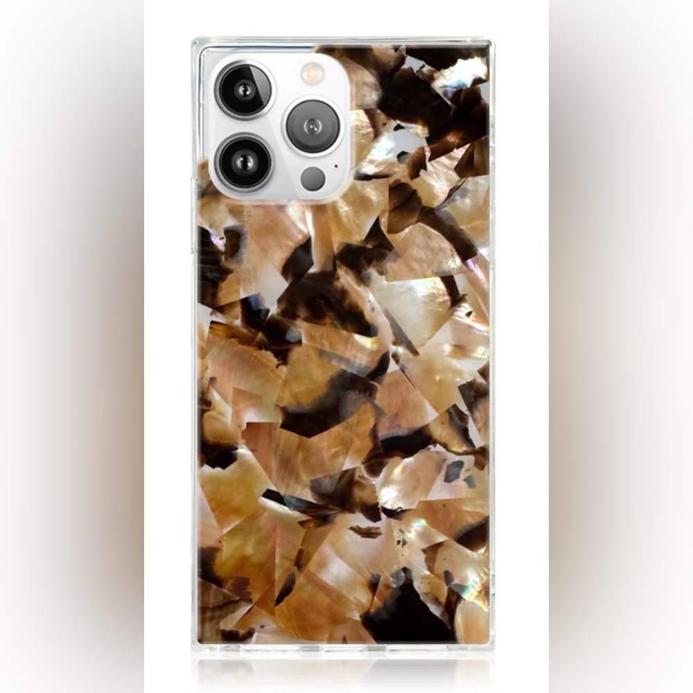 Flaunt Squared Brown Abalone Shell Phone Case and Ring - iPhone 16